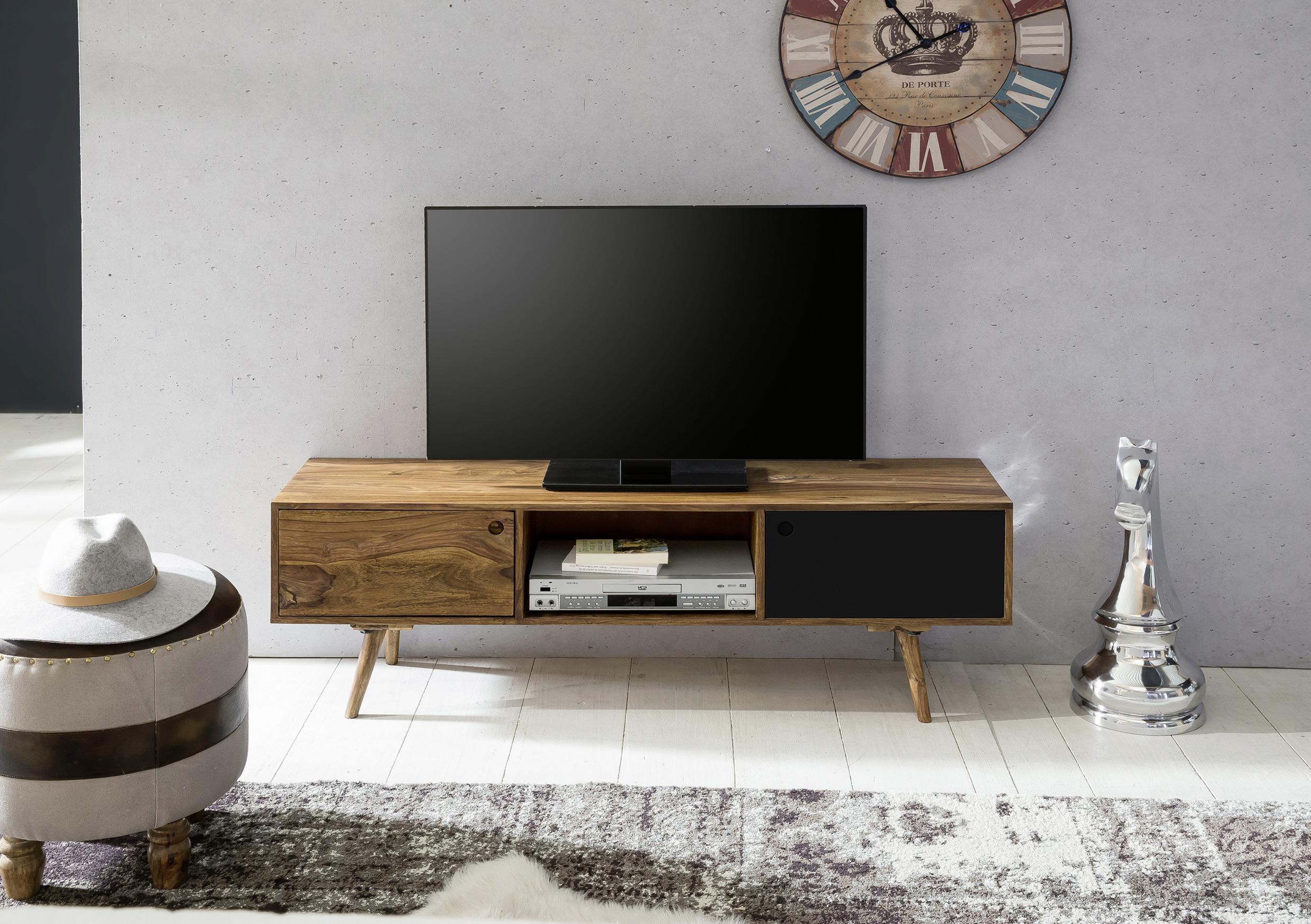 Nízka komoda pod TV Repa š:140cm masív - čierna/farba indického palisandra, Design, drevo (140/45/35cm) - MID.YOU