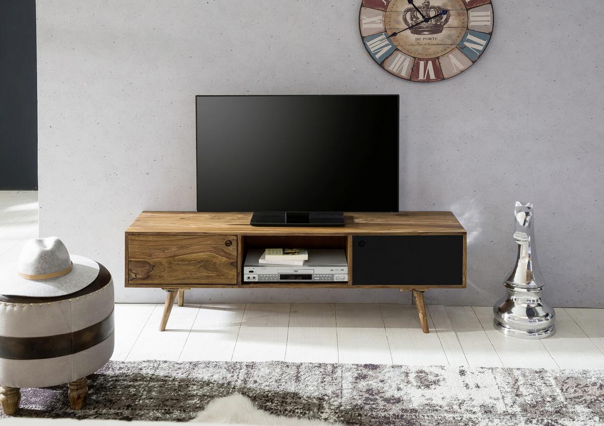 Nízka komoda pod TV Repa š:140cm masív - čierna/farba indického palisandra, Design, drevo (140/45/35cm) - MID.YOU