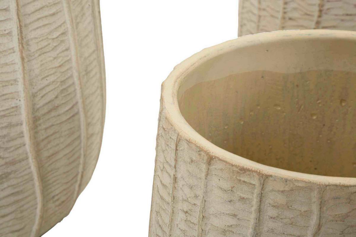 Vase Cachepot Flake Set 3 Pcs Creme B: 30,5 cm - Creme, Basics, Keramik (30,5/27/30,5cm)