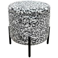 Leopardia taburetka LEO, biela/čierna umelá kožušina - čierna/biela, Lifestyle, kov/kompozitné drevo (38/38/43cm) - Mömax
