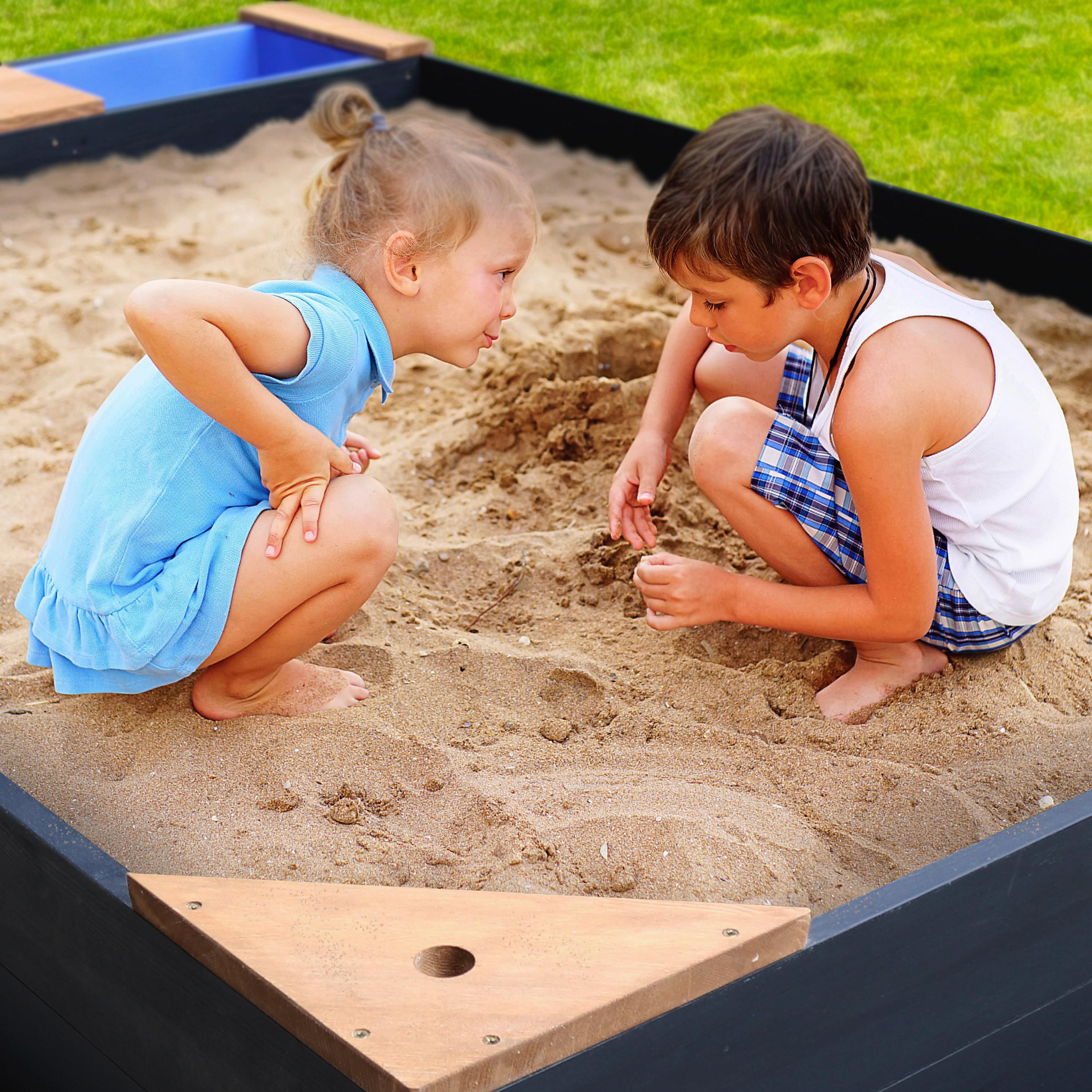 Sandkasten A031.014.05 - Anthrazit/Braun, KONVENTIONELL, Holz (115/21,8/180cm) - Ambia Garden
