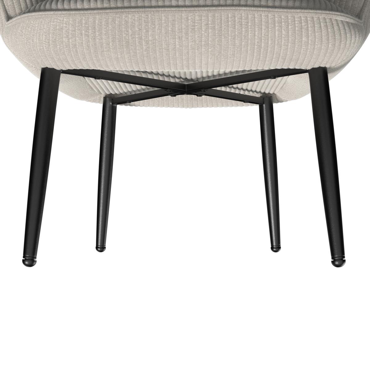 Kreslo s taburetkou AURORA, krémový menčester, max. 120 kg - čierna/krémová, Modern, kov/drevo (68/98/74cm) - Bessagi Home