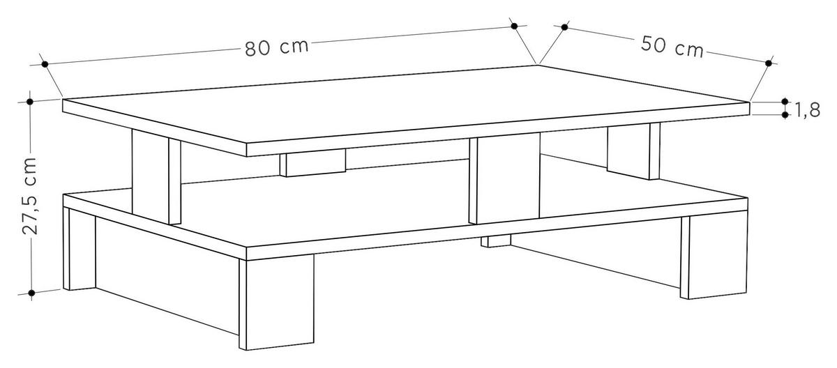 Couchtisch Mansu Couchtisch - Weiß, Design, Holzwerkstoff (80/50/28cm) - Livetastic
