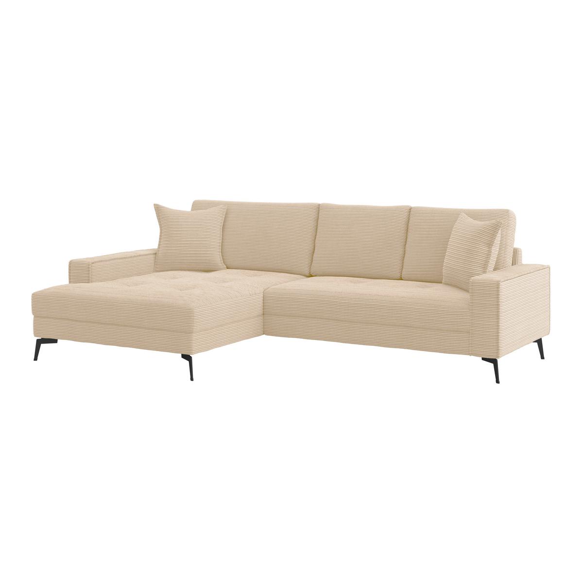 Ecksofa Zero Creme 173x286 cm - Creme/Schwarz, Trend, Textil (173/286cm)