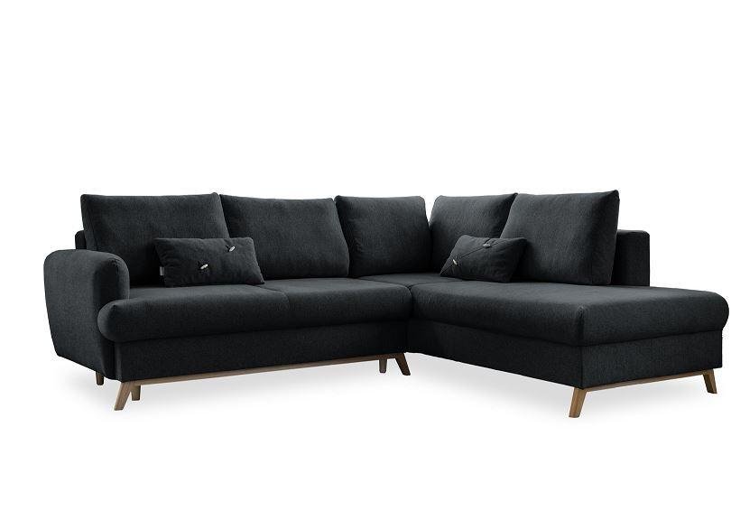 Ecksofa Scandic Lagom Dunkelgrau S: 242x202 cm - Dunkelgrau/Naturfarben, Textil (242/202cm) - MID.YOU