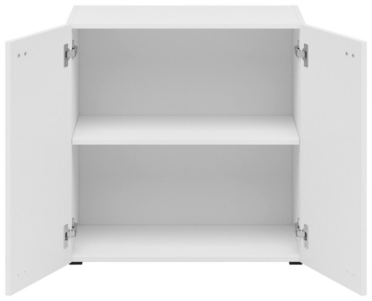 Kommode 2 Türen, B: 64 cm Sixty-Four ,weiß - Schwarz/Weiß, Trend, Holzwerkstoff (64/64/35cm)