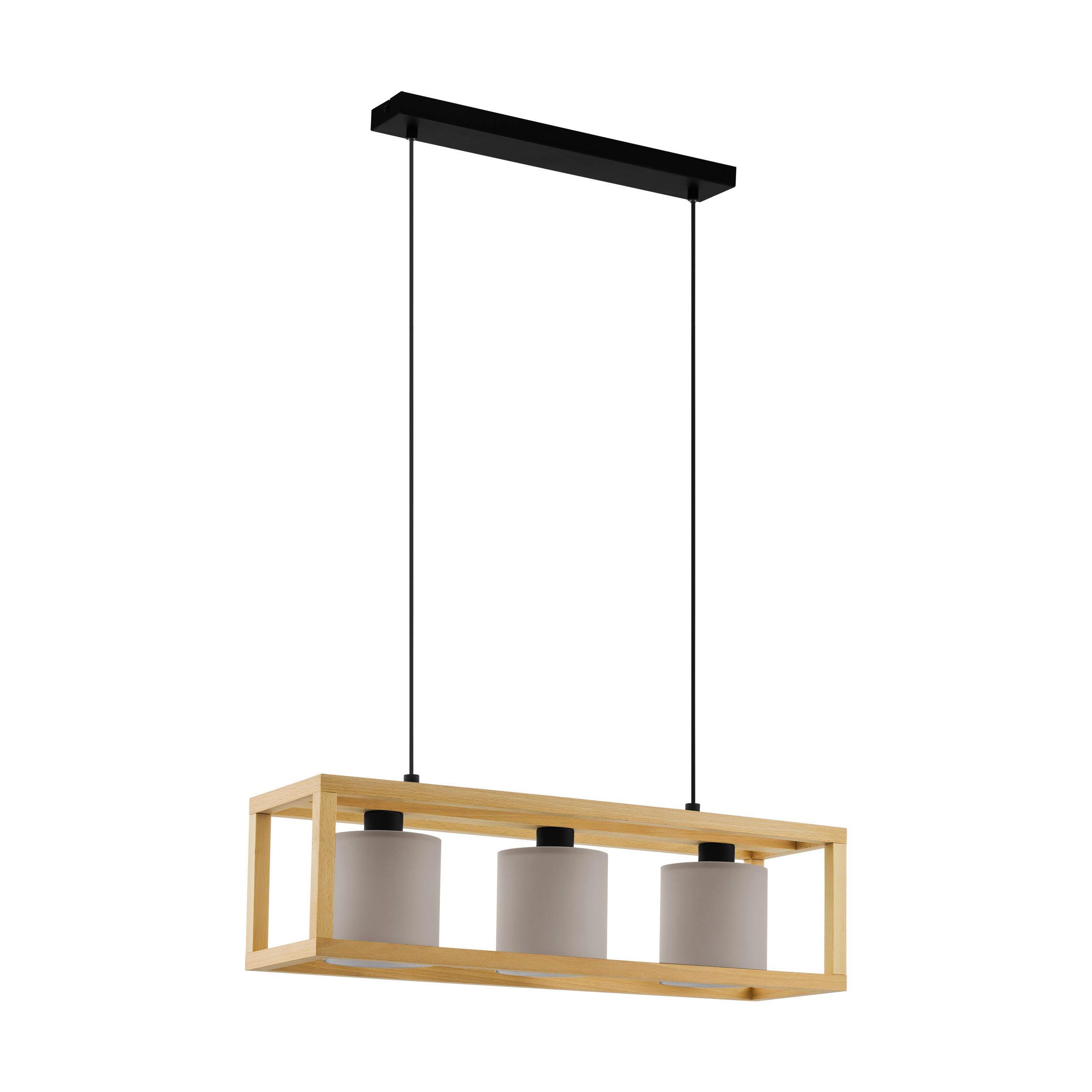 Hängeleuchte 390108 Granados - Schwarz/Braun, Natur, Holz/Textil (77/20/150cm) - Eglo