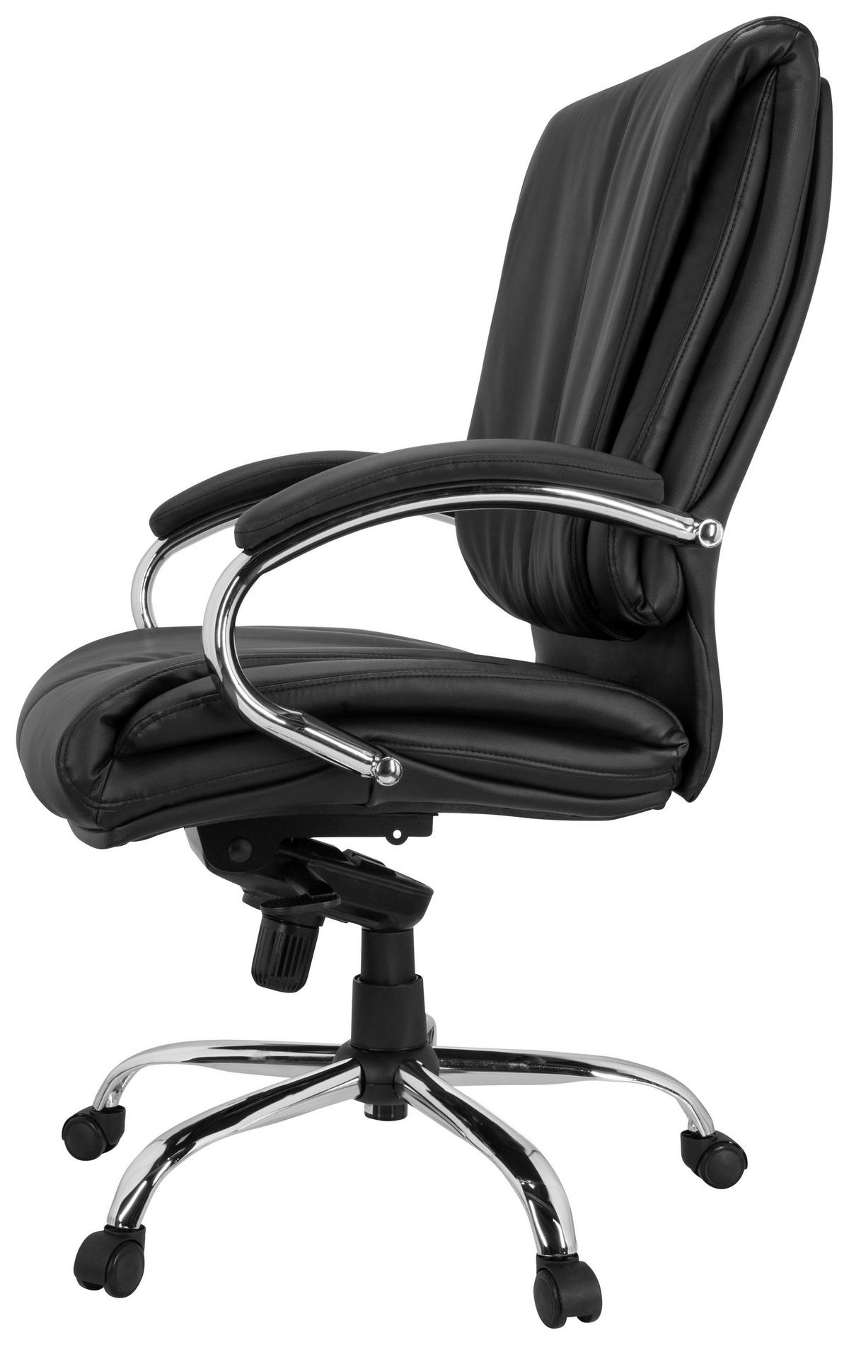 Chefsessel Xxl H 100 Pu Lederlook Schwarz Bis 150 Kg - Silberfarben/Schwarz, Basics, Kunststoff/Textil (66/113/70cm) - MID.YOU