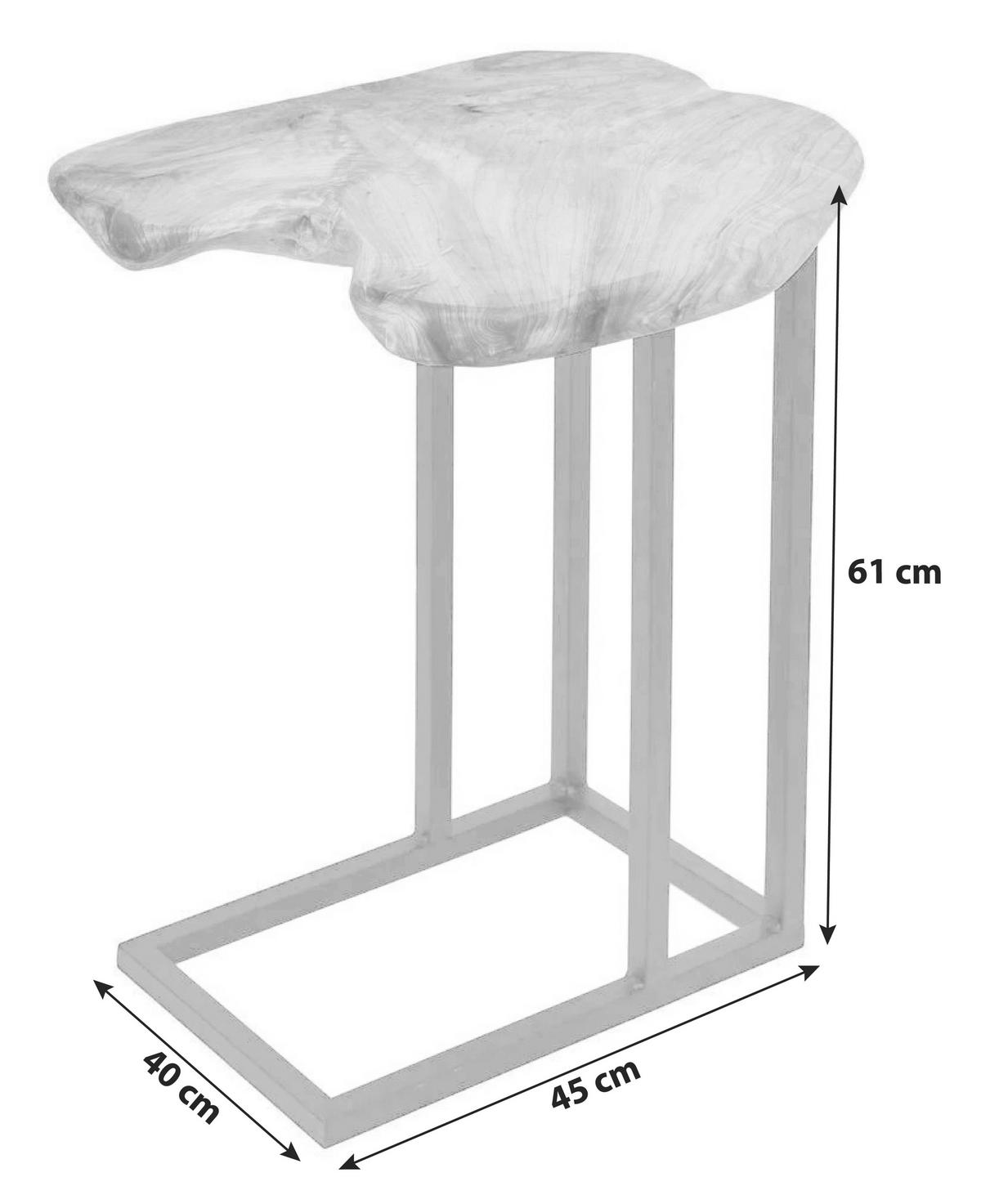 Beistelltisch Woody, Hellbraun/Schwarz - Hellbraun/Schwarz, Basics, Holz/Metall (40/45/61cm) - Kayoom