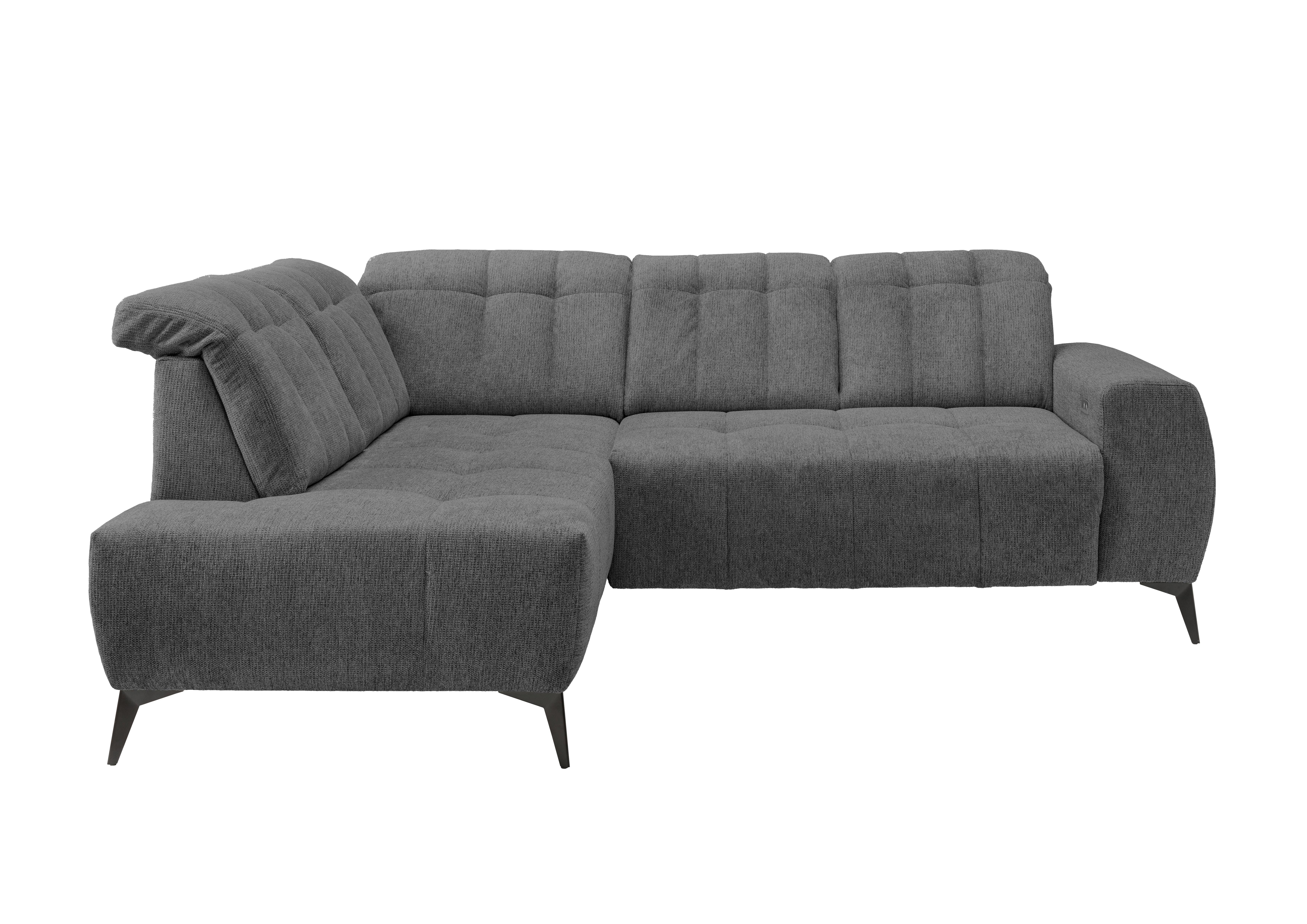 Ecksofa mit USB Anschluss Sano, Anthrazit, S: 200x261 cm - Anthrazit/Schwarz, MODERN, Textil (200/261cm) - Livetastic