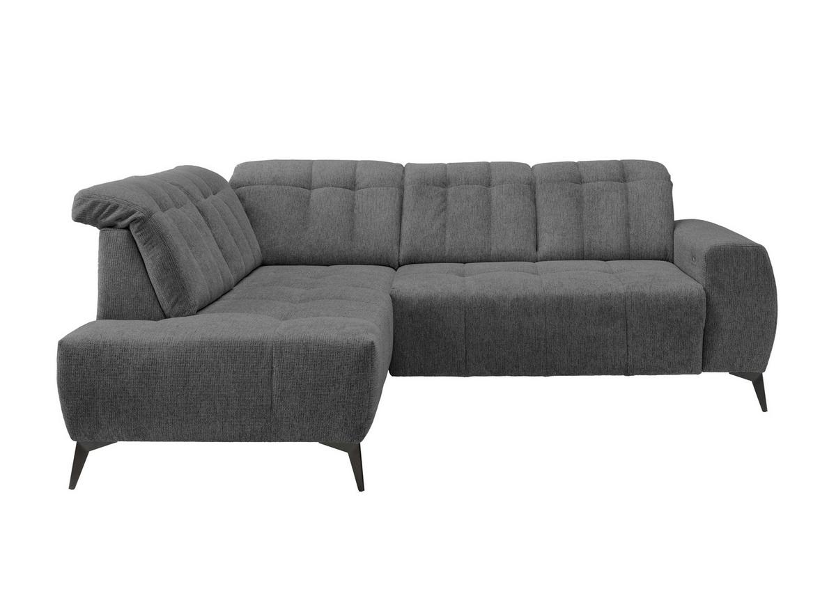 Ecksofa mit USB Anschluss Sano, Anthrazit, S: 200x261 cm - Anthrazit/Schwarz, MODERN, Textil (200/261cm) - Livetastic