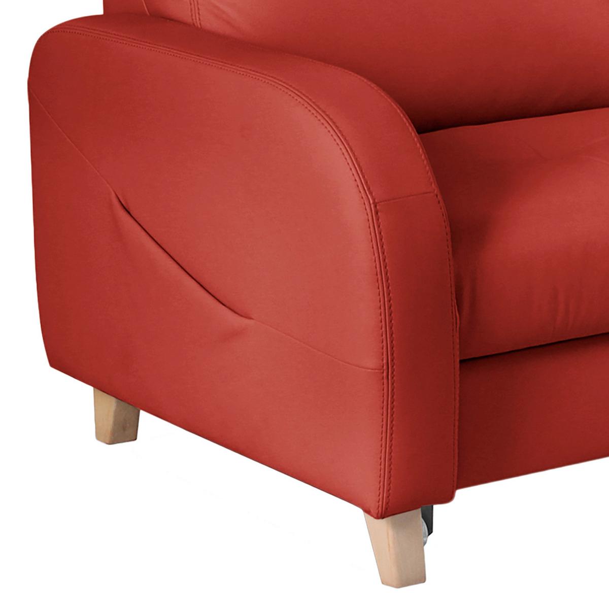 Ecksofa Compact Rot B: 227x168 cm - Buchefarben/Rot, Design, Leder/Textil (227/168cm) - Livetastic