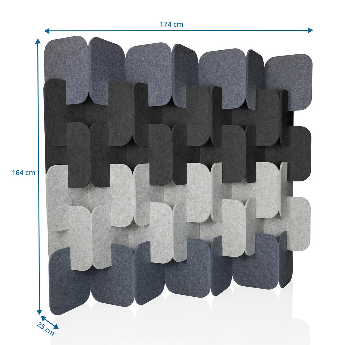 Trennwand Flexmiut Grau/Hell-/ Dunkelgrau B: 174cm - Dunkelgrau/Hellgrau, MODERN, Textil (174/164/25cm) - MID.YOU