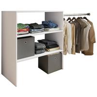Regál se šatnou tyčí Dacho bílý - bílá, Basics, kov/kompozitní dřevo (90/100/50cm) - MID.YOU