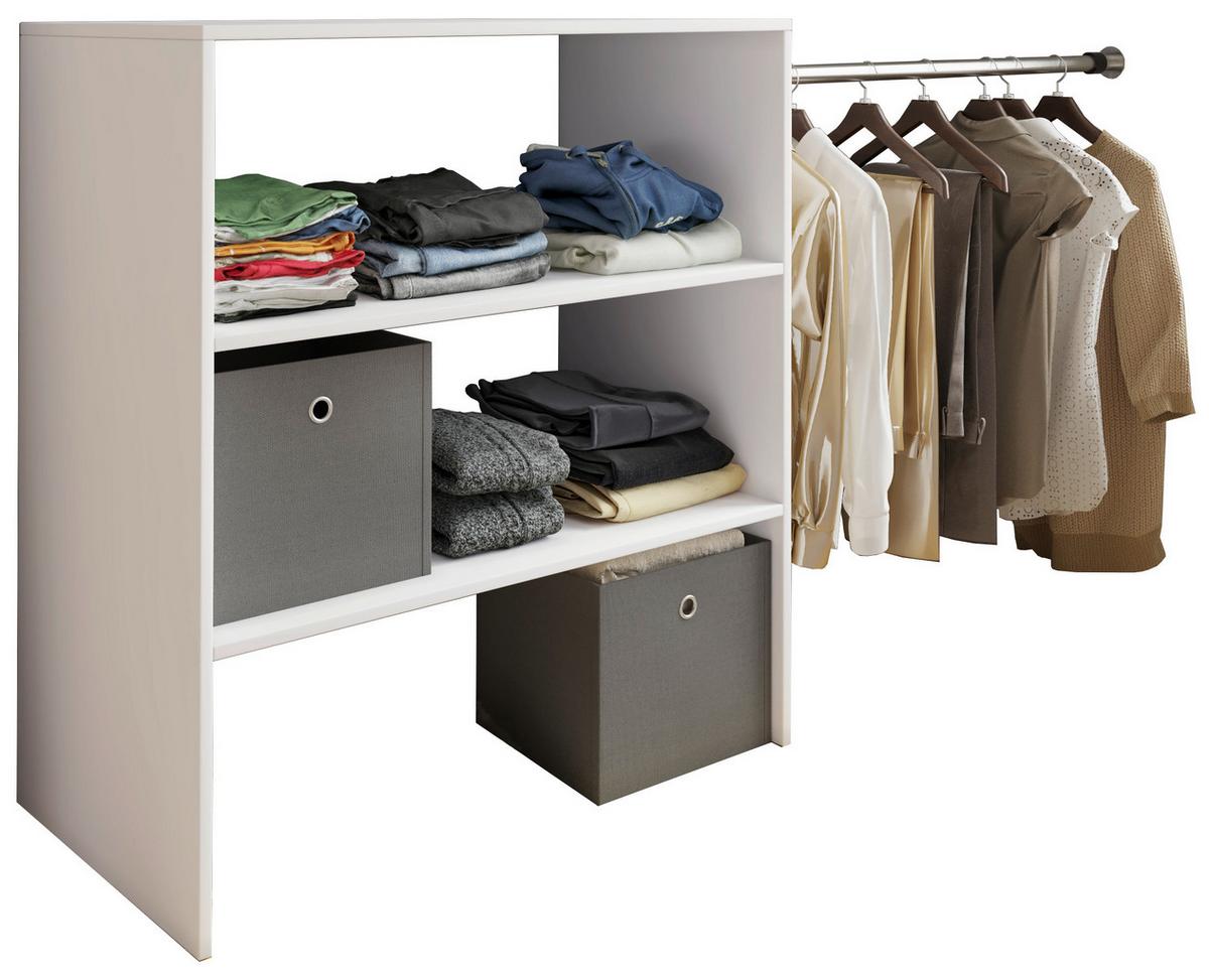 Regál se šatnou tyčí Dacho bílý - bílá, Basics, kov/kompozitní dřevo (90/100/50cm) - MID.YOU