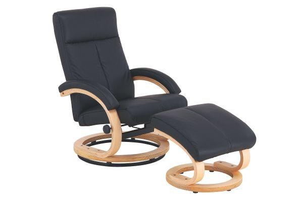 Fernsehsessel mit Fußhocker Niklas Webstoff Dunkelgrau - Dunkelgrau/Naturfarben, MODERN, Holz/Textil (66/98-86/80-110cm) - Ondega