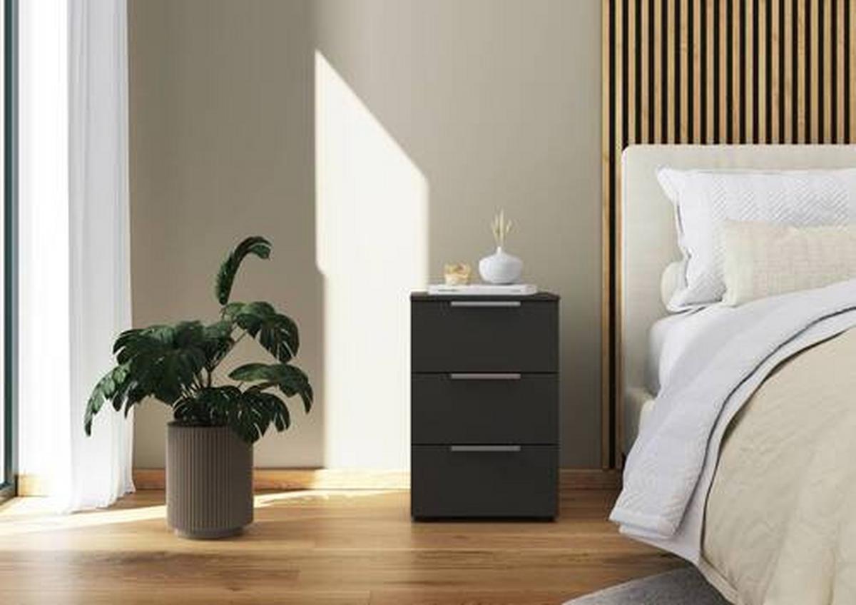 Nachtkästchen Flipp Graphitfarben B: 40 Cm - Chromfarben/Schwarz, MODERN, Holzwerkstoff (40/61/42cm) - Rauch Möbel