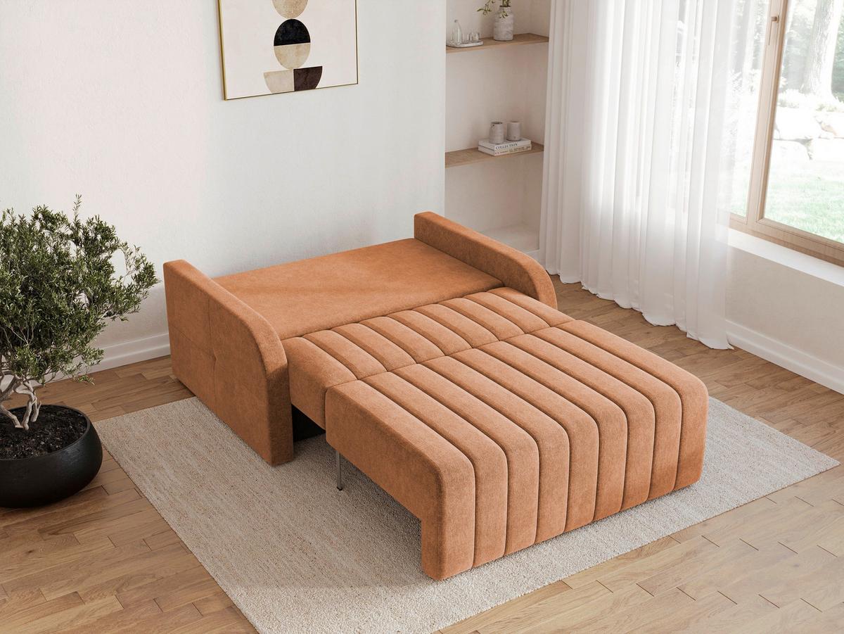 Schlafsofa Alaska Rostfarben, B: 141 cm - Rostfarben/Schwarz, Design, Textil (141/90/104cm) - MID.YOU