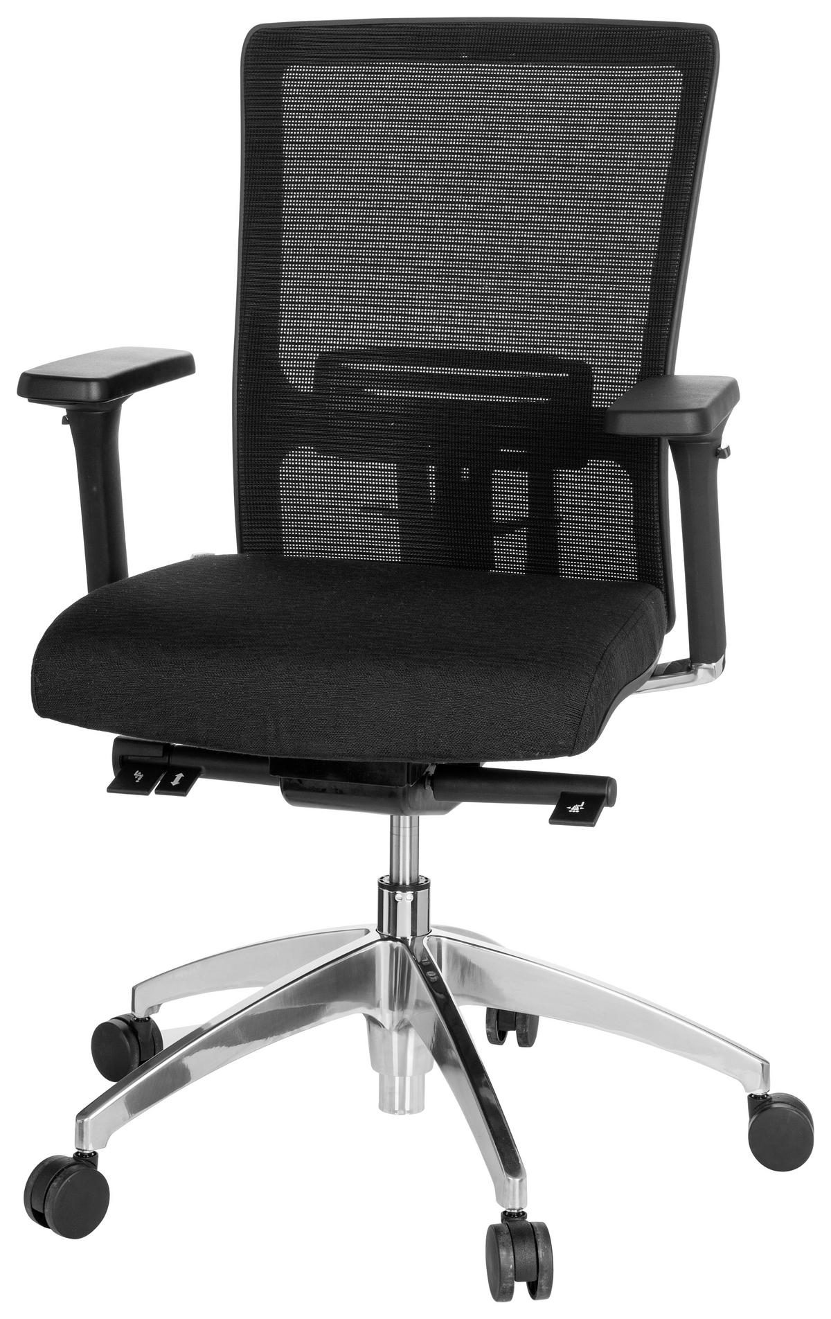 Drehstuhl Astra Base Schwarz - Alufarben/Schwarz, MODERN, Kunststoff/Textil (57/113/52cm) - MID.YOU