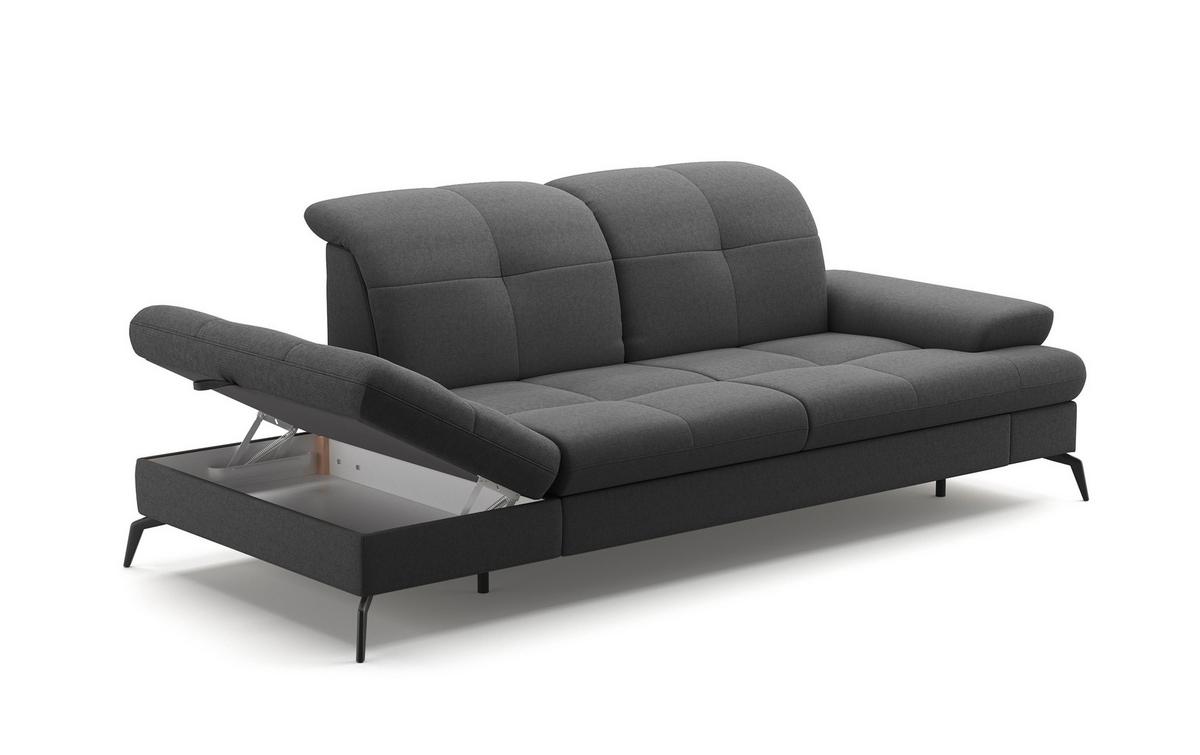 Récamiere Amica E, Dunkelgrau B: 231 cm - Dunkelgrau/Schwarz, KONVENTIONELL, Textil (231/90/122cm) - Sit & More