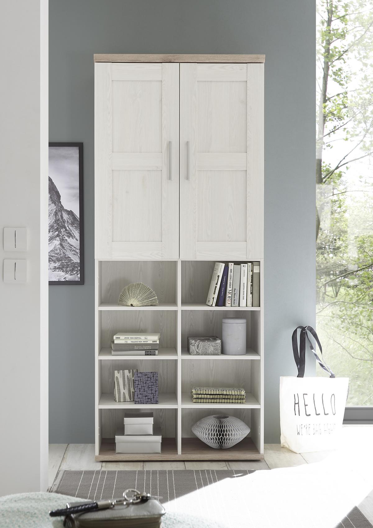 Mehrzweckschrank Romance Weiß / Eichefarben Bxh: 80x191 Cm - Eichefarben/Weiß, Design, Holzwerkstoff (80/191/38cm) - MID.YOU