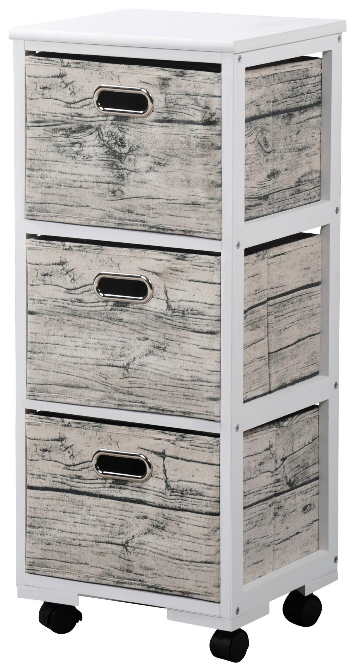 Regal mit Laden + Rollene B: 34 cm Weiß/Vintage Look - Beige/Weiß, Basics, Holzwerkstoff/Kunststoff (34/82/31cm) - Kesper