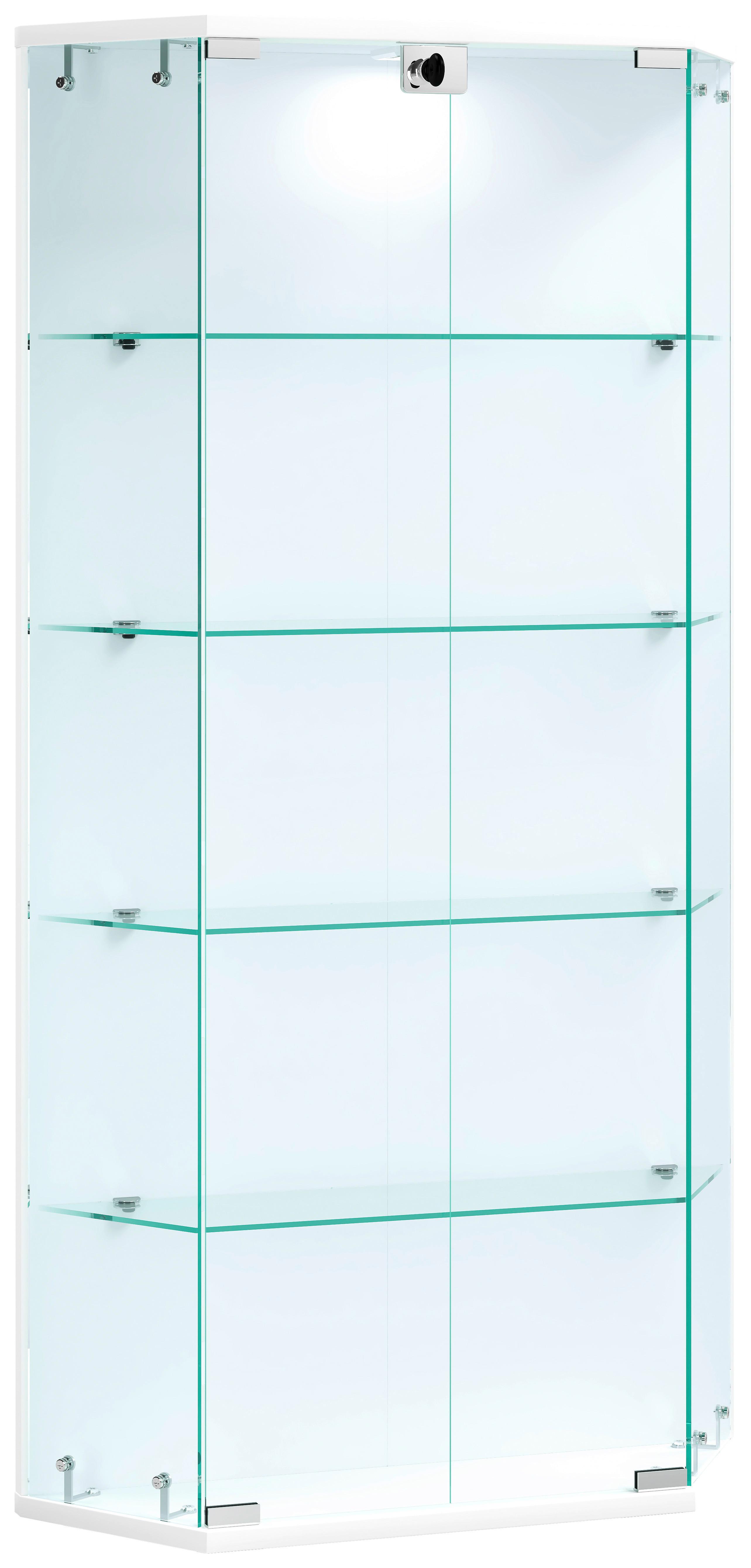 VITRINE Benila Weiß B: 83 cm - Transparent/Weiß, Design, Glas/Holzwerkstoff (83/114/17cm) - MID.YOU