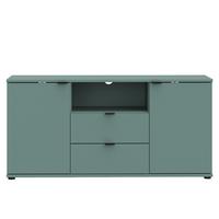 TV diel Ganymede, šalviovozelená, š: 130cm - čierna/šalviovozelená, Modern, kov/kompozitné drevo (129,8/63,1/41,3cm)