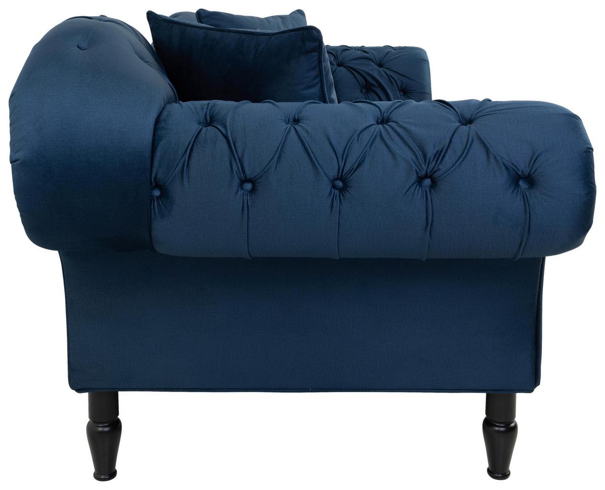 3-Sitzer-Sofa Cupido Dunkelblau Samt - Schwarz/Dunkelblau, Design, Textil (242/91/104cm) - MID.YOU
