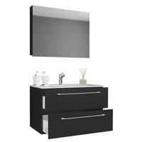 Badezimmer Badinos 3-Teilig Schwarz B: 80 cm - Schwarz/Weiß, MODERN, Keramik/Holzwerkstoff (80cm) - MID.YOU