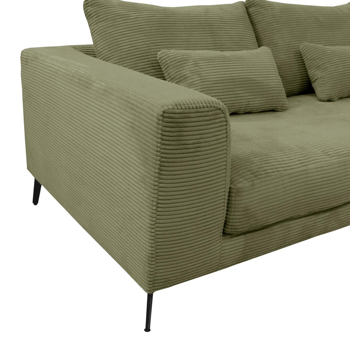 Ecksofa Berlin Cord Olivgrün 313x172 cm - Schwarz/Olivgrün, Design, Textil (313/172cm) - Livetastic