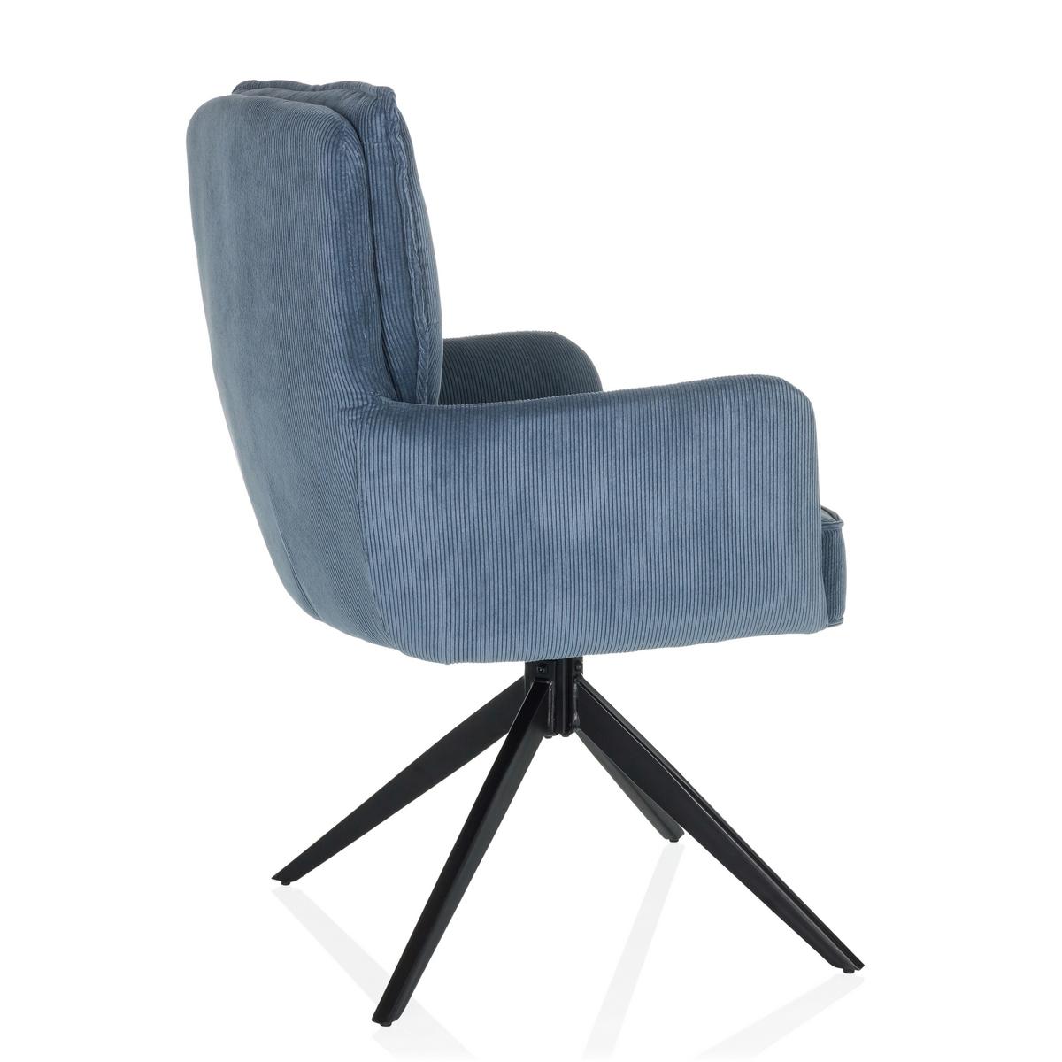 Armlehnstuhl Tarugo Blau B: 58 Cm - Blau/Schwarz, MODERN, Textil/Metall (58/94/60cm) - MID.YOU