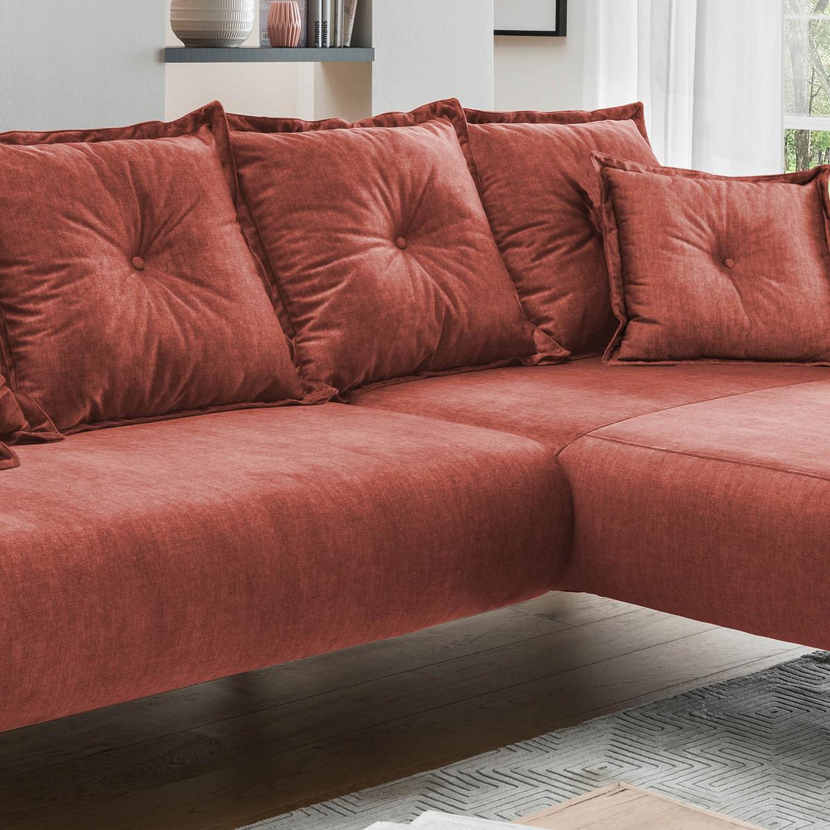 Ecksofa Baggio Koralle S: 277/162 cm - Koralle/Buchefarben, MODERN, Holz/Textil (277/162cm) - Livetastic