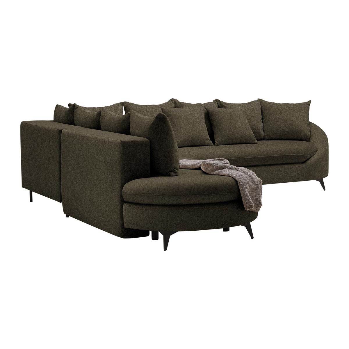 Rohová sedačka AXEL, levá, tmavé zelená tkanina - černá/tmavě zelená, Moderní, kov/textil (250/291cm) - Mömax