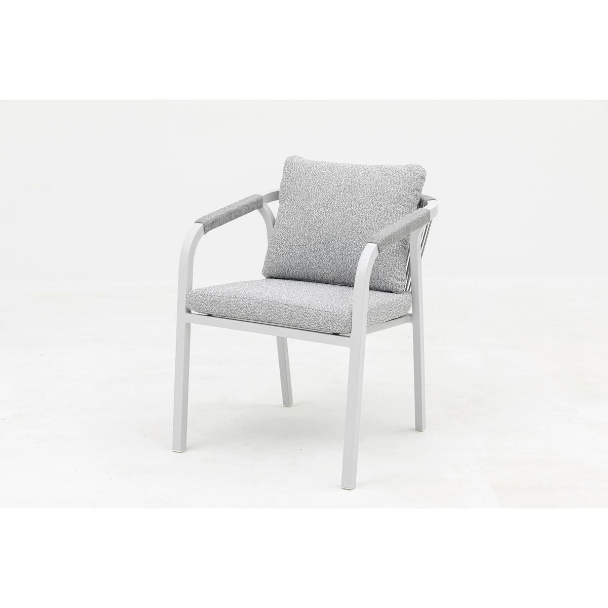 DINING-LOUNGESET HARVEY XL - Weiß/Grau, MODERN, Glas/Textil - Gardenson