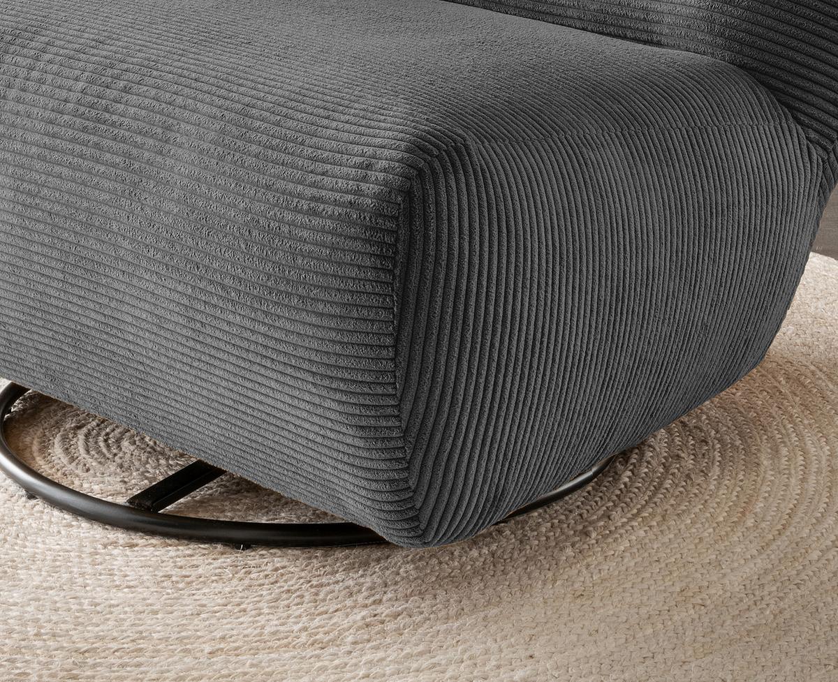 Xxl-sessel Cremallo Grau Wippfunktion, Drehbar, B: 95cm - Schwarz/Grau, Trend, Textil (95/77/94cm) - Livetastic