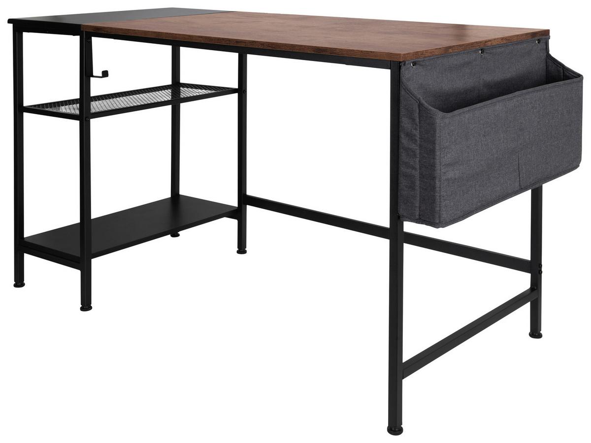 Schreibtisch B 60cm H 76cm Workspace Braun/schwarz - Schwarz/Braun, Basics, Holzwerkstoff/Metall (120/60/76cm) - MID.YOU