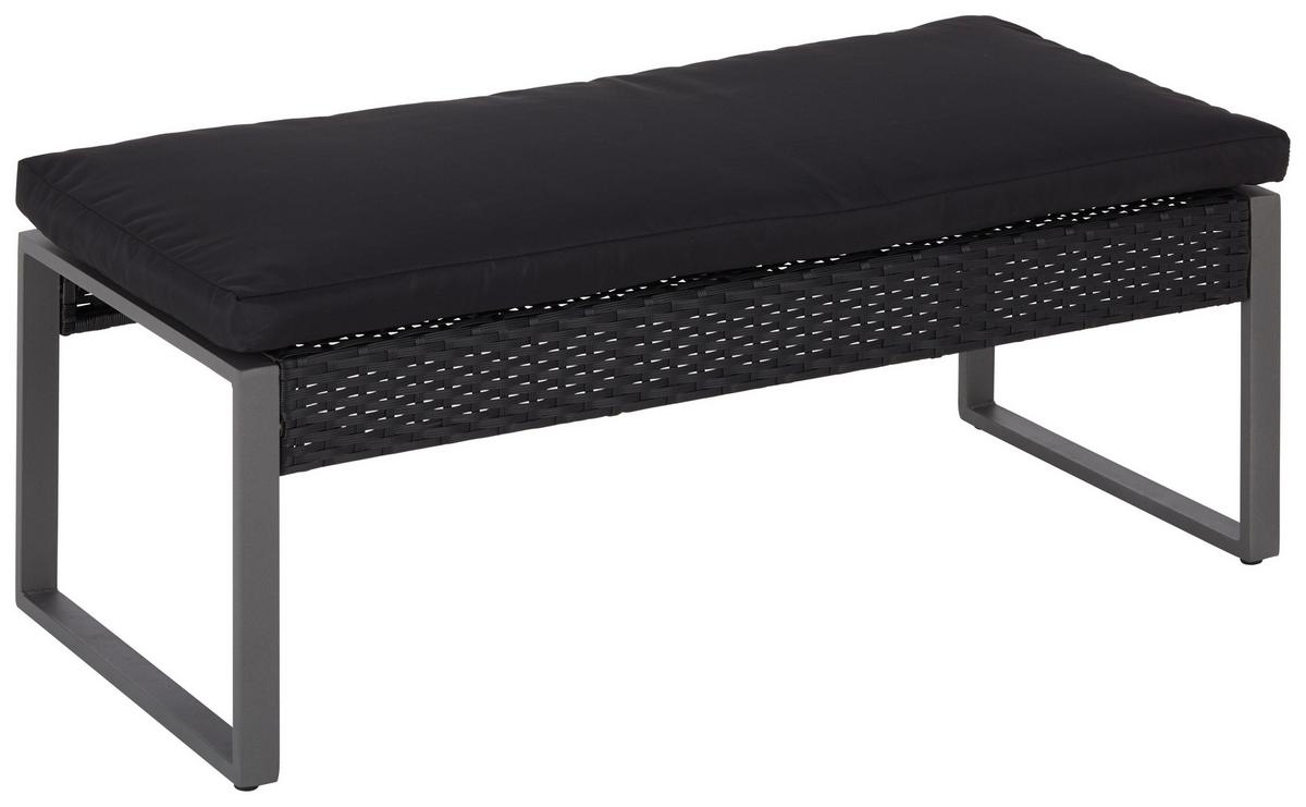 Loungegarnitur 5-tlg Elena Aus Stahl + Kunststoff Mit Kissen - Schwarz, MODERN, Glas/Kunststoff - Luca Bessoni