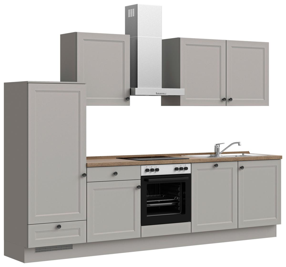 Kuchynská linka 300 cm, kamenná sivá - čierna/sivá, Modern, kov/kompozitné drevo (300cm) - Nobilia