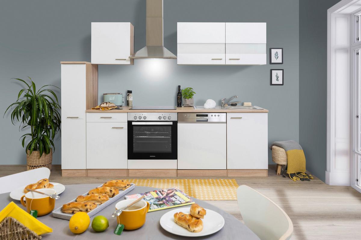 Küchenblock Merle Küchenblock 250 Cm - Eichefarben/Weiß, Basics, Holzwerkstoff (250cm) - Respekta