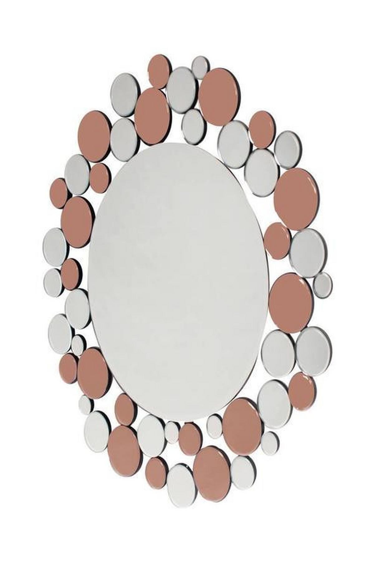 Wandspiegel Bubble Rund 80 Cm Metallrahmen Rosa/silberfarben - Silberfarben/Rosa, Basics, Glas/Metall (80/80/3cm) - Kayoom