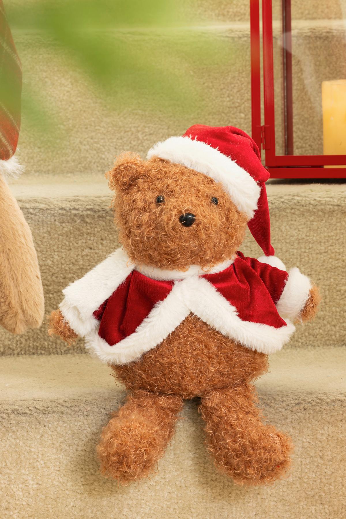 Dekobär Nils - Rot/Braun, KONVENTIONELL, Kunststoff/Textil (20/17/35cm) - Luca Bessoni