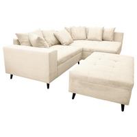Ecksofa Pruno, Creme S: 247x174 Cm - Creme/Schwarz, Design, Textil (247/174cm) - MID.YOU