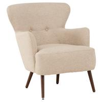 Ohrensessel Lincoln - Beige/Braun, Design, Textil/Metall (76/85/77cm) - Livetastic