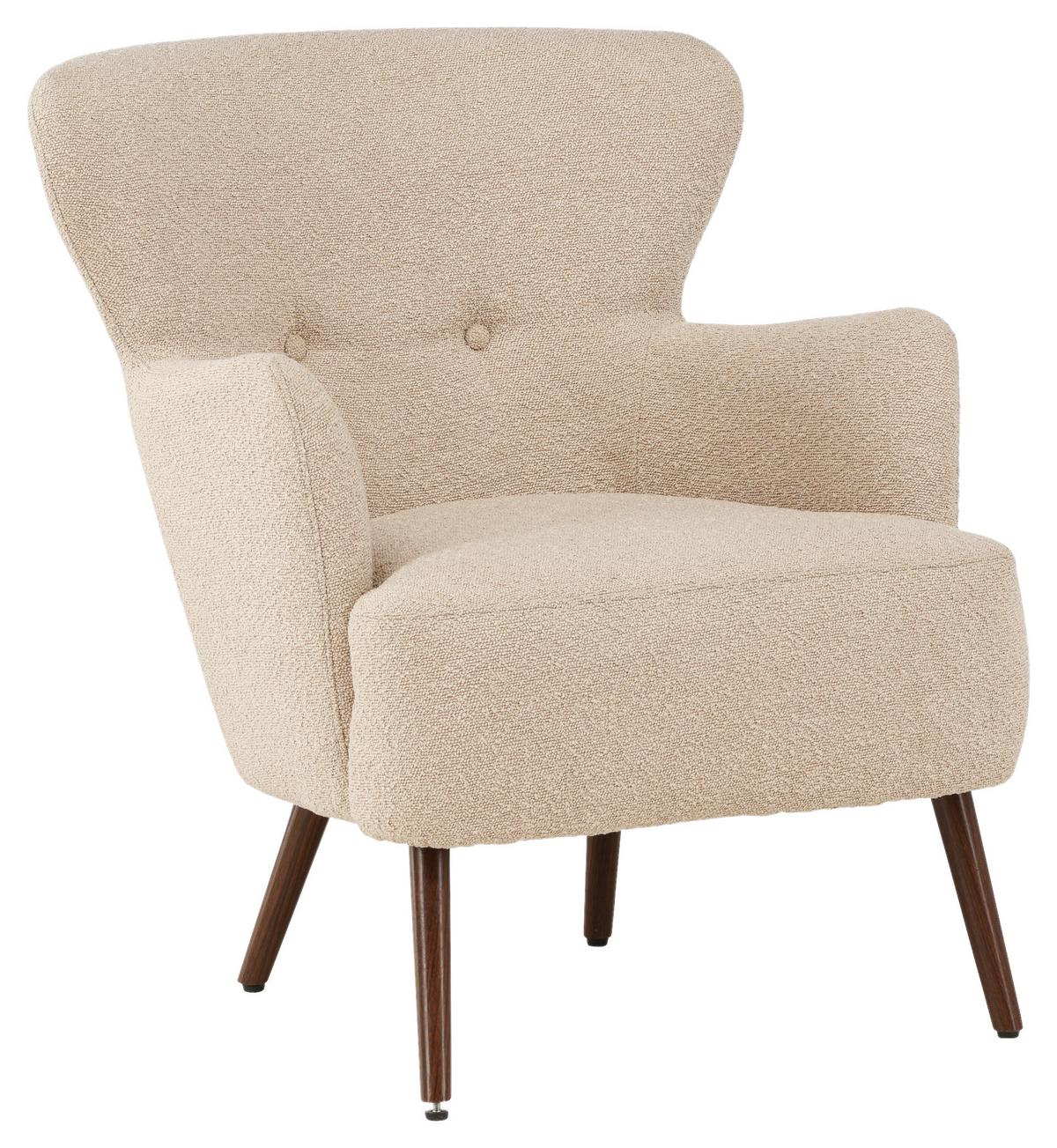 Ohrensessel Lincoln - Beige/Braun, Design, Textil/Metall (76/85/77cm) - Livetastic