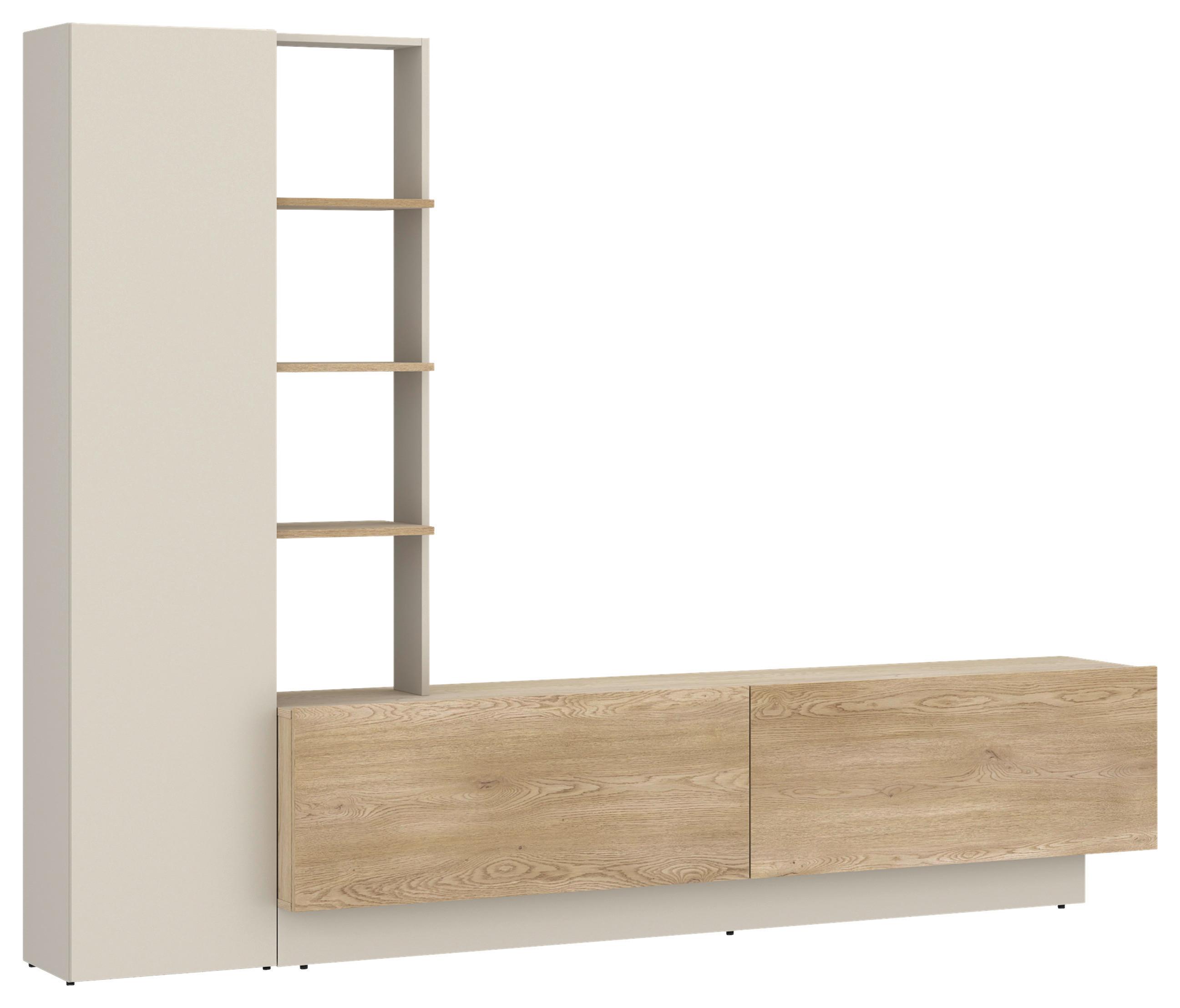 Wohnwand Roda Eichefarben/Kaschmir B: 230 cm - Kaschmir/Eichefarben, Trend, Holzwerkstoff (230/180,3/41,6cm) - MID.YOU