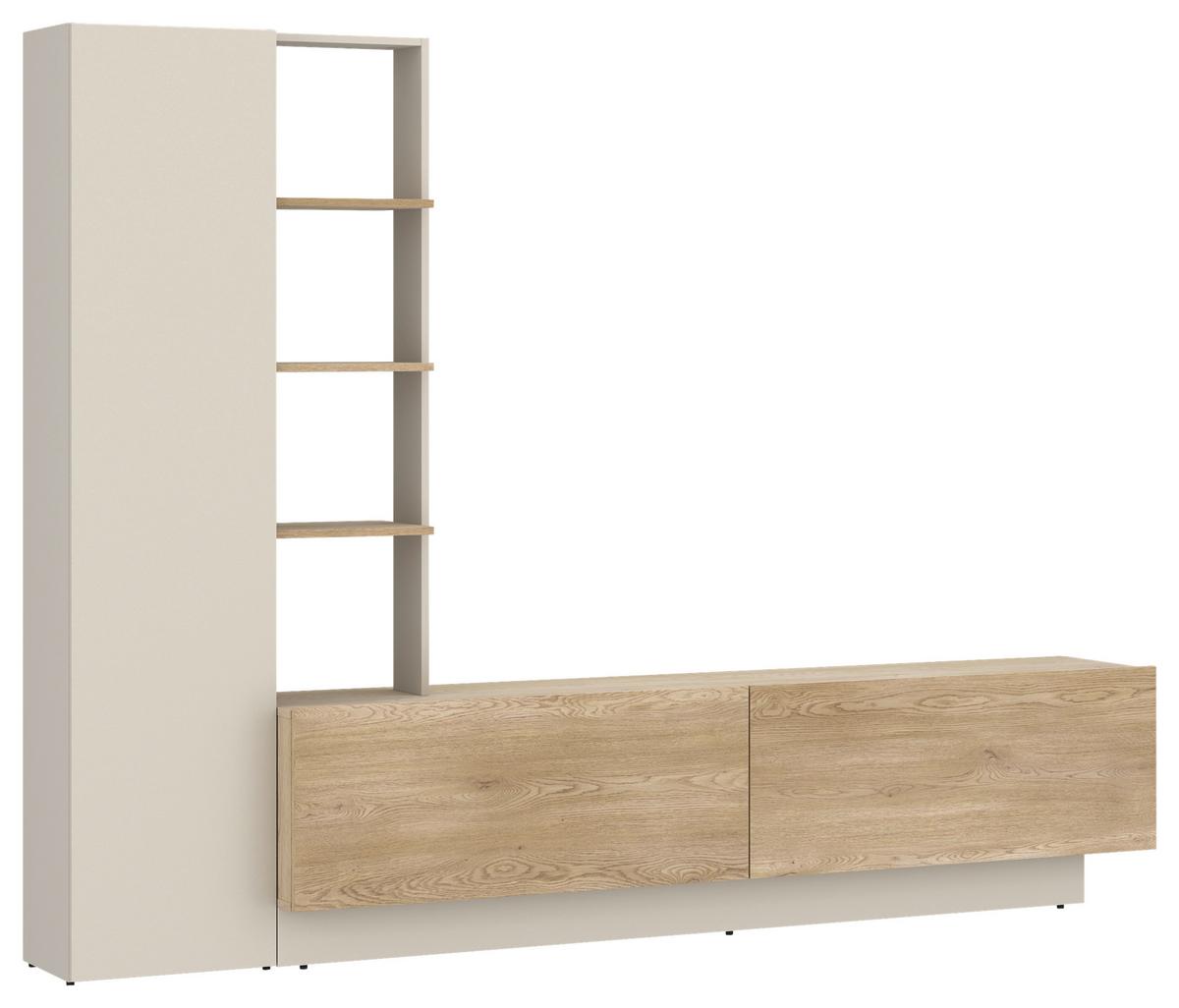 Wohnwand Roda Eichefarben/Kaschmir B: 230 cm - Kaschmir/Eichefarben, Trend, Holzwerkstoff (230/180,3/41,6cm) - MID.YOU