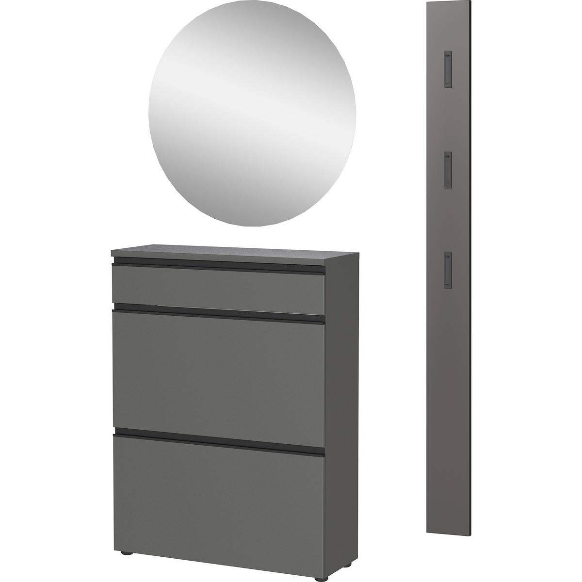 Garderobe Gw-baldone 3-teilig Graphitfarben B: 100 Cm - Graphitfarben, Design, Glas/Holzwerkstoff (100/200/29cm) - MID.YOU