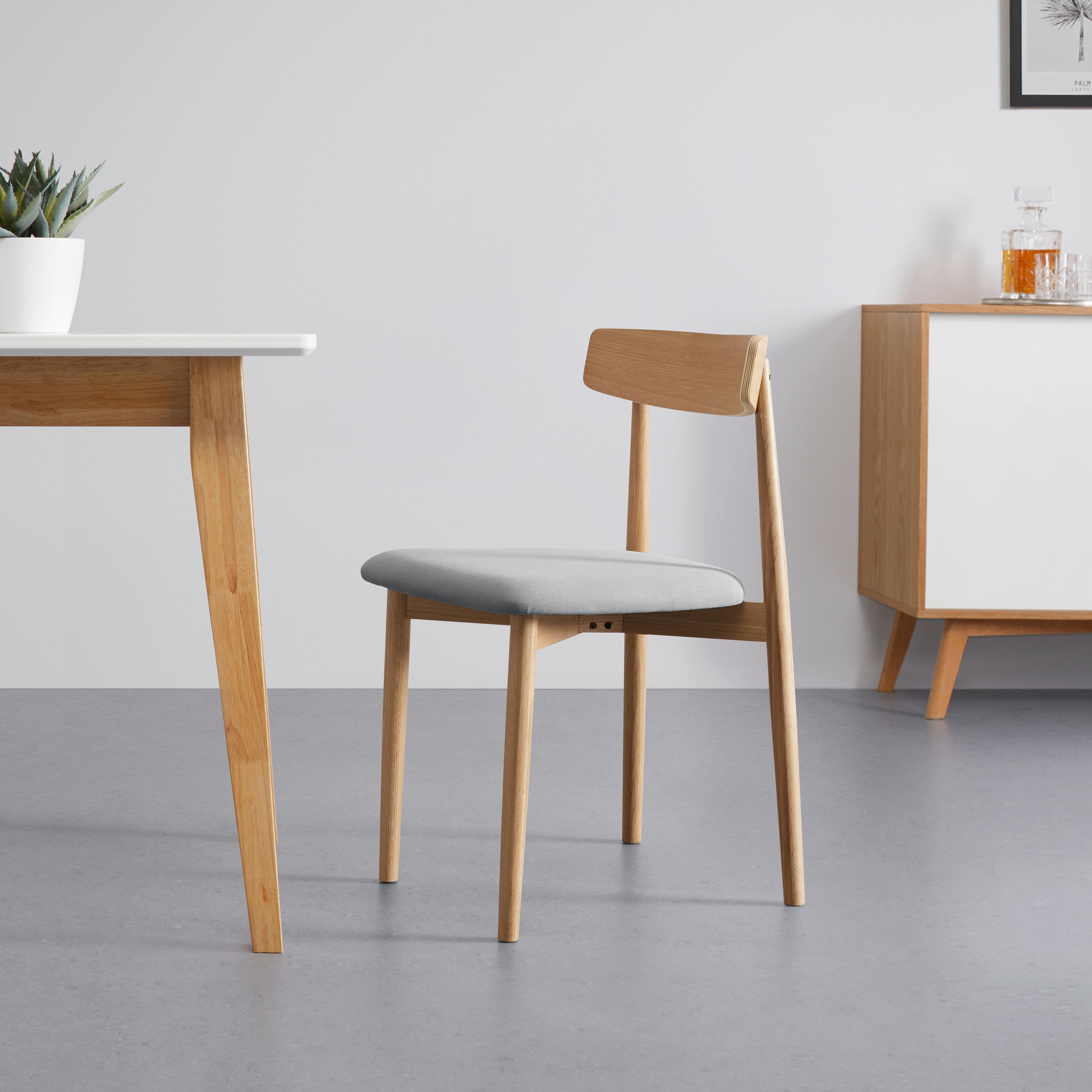Stolička NOAH dubové drevo/sivá - sivá/prírodná farba, Modern, drevo/textil (47/78/51cm) - Bessagi Home