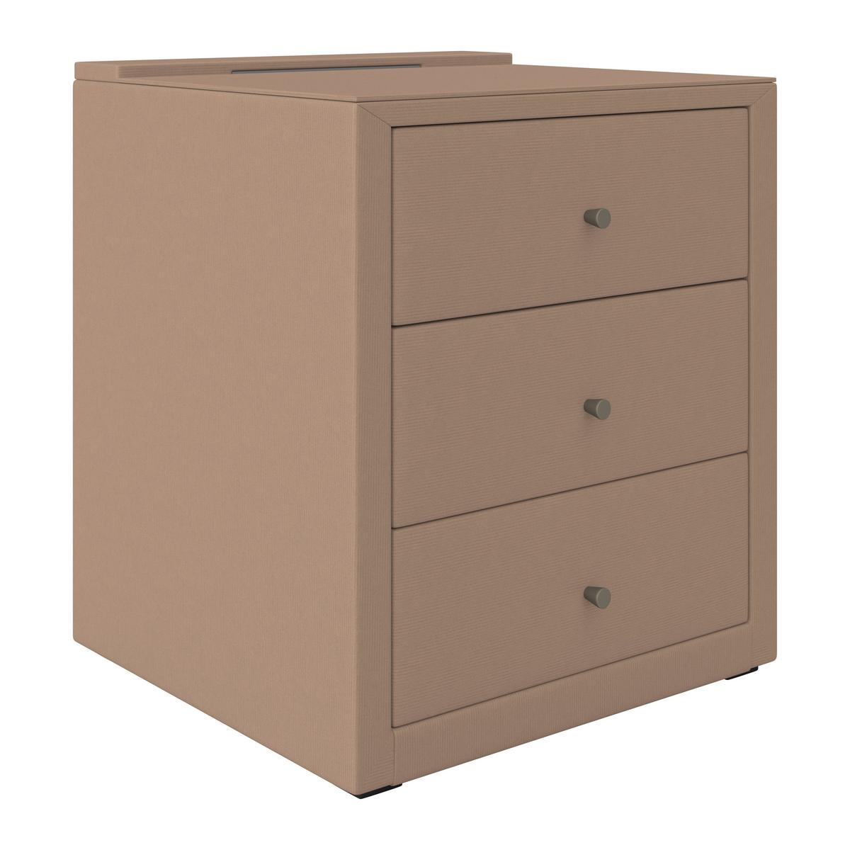 Nachtkästchen Josie - Beige/Schwarz, MODERN, Glas/Holzwerkstoff (48/56/45,5cm)